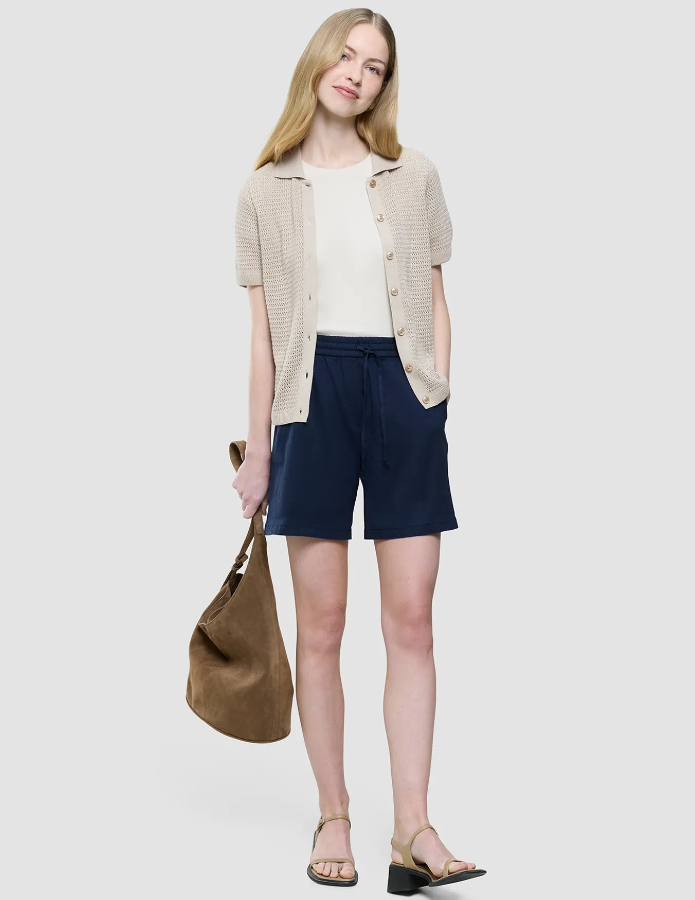 Women Rib T-Shirt Sandy Beige