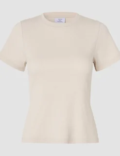 Women Rib T-Shirt Sandy Beige