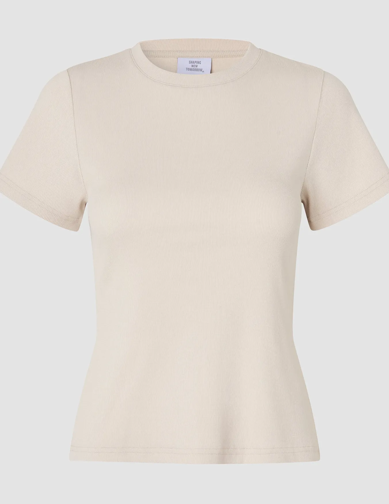 Women Rib T-Shirt Sandy Beige