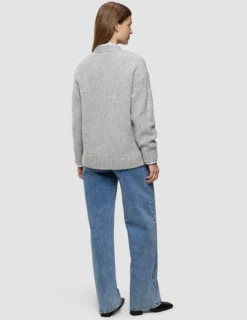 Women's Chunky Soft Wool Knit Cardigan Medium Grey Melange