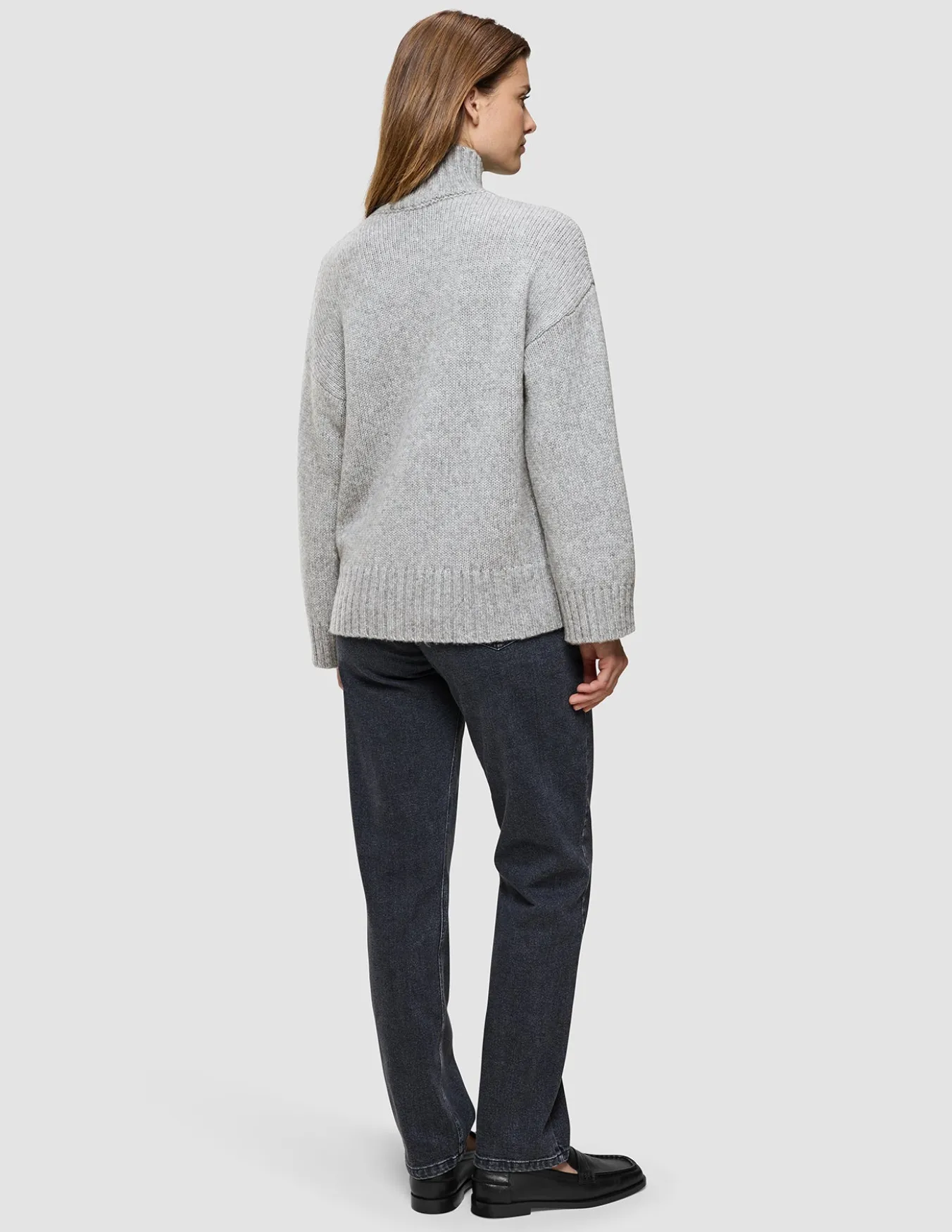 Women's Chunky Soft Wool Knit Turtleneck Medium Grey Melange