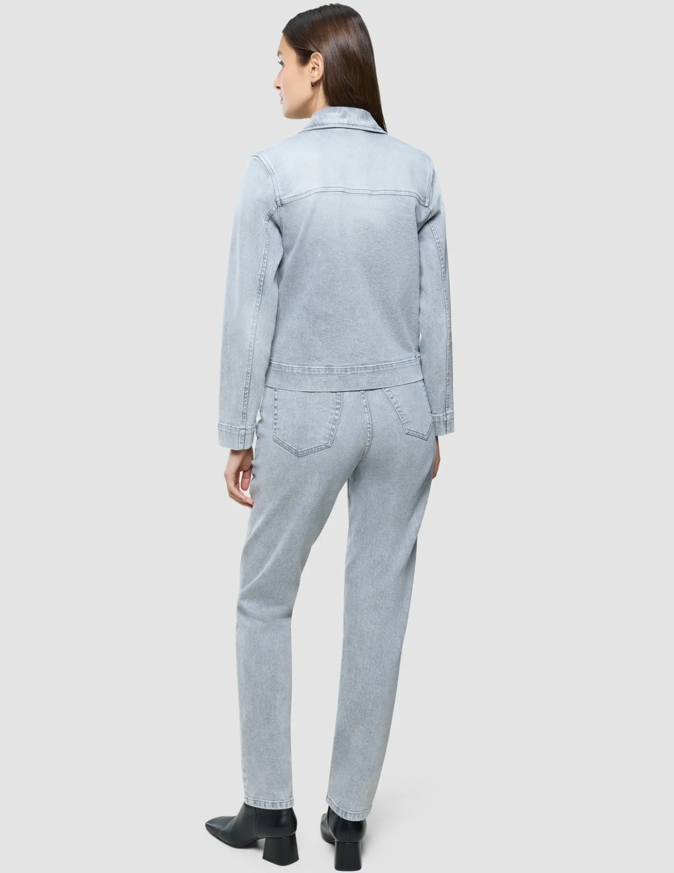 Women's Classic Denim Jacket Light Grey Washed
