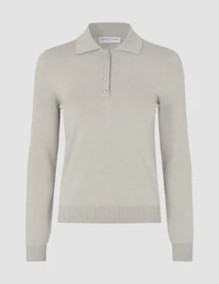 Women's Elevated Knit Polo Cold Beige Melange