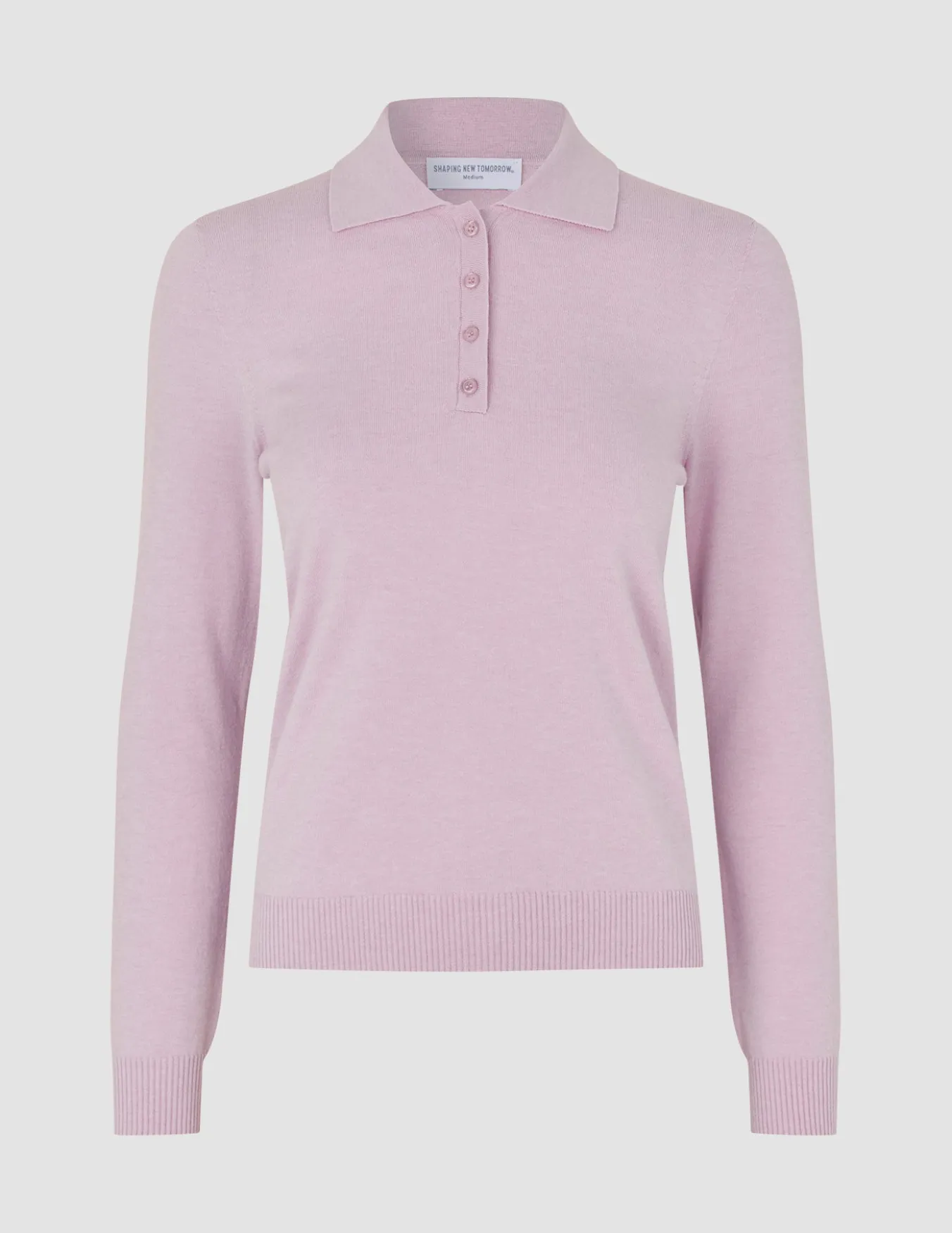 Women's Elevated Knit Polo Soft Pink Melange