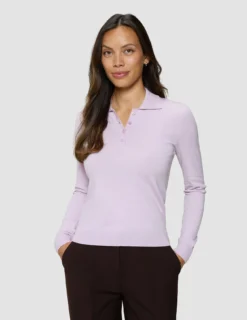Women's Elevated Knit Polo Soft Pink Melange