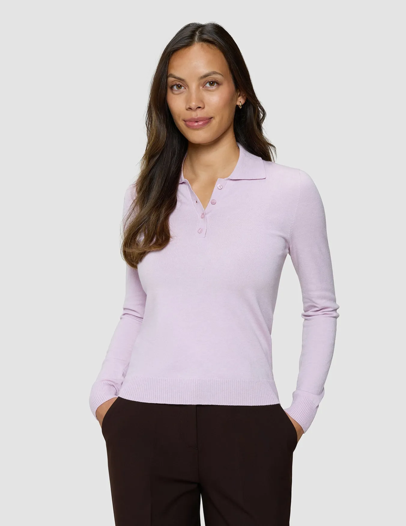 Women's Elevated Knit Polo Soft Pink Melange