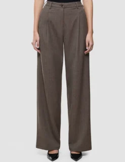 Women Serene Pants Wide Brown Stone Herringbone