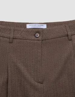 Women Serene Pants Wide Brown Stone Herringbone