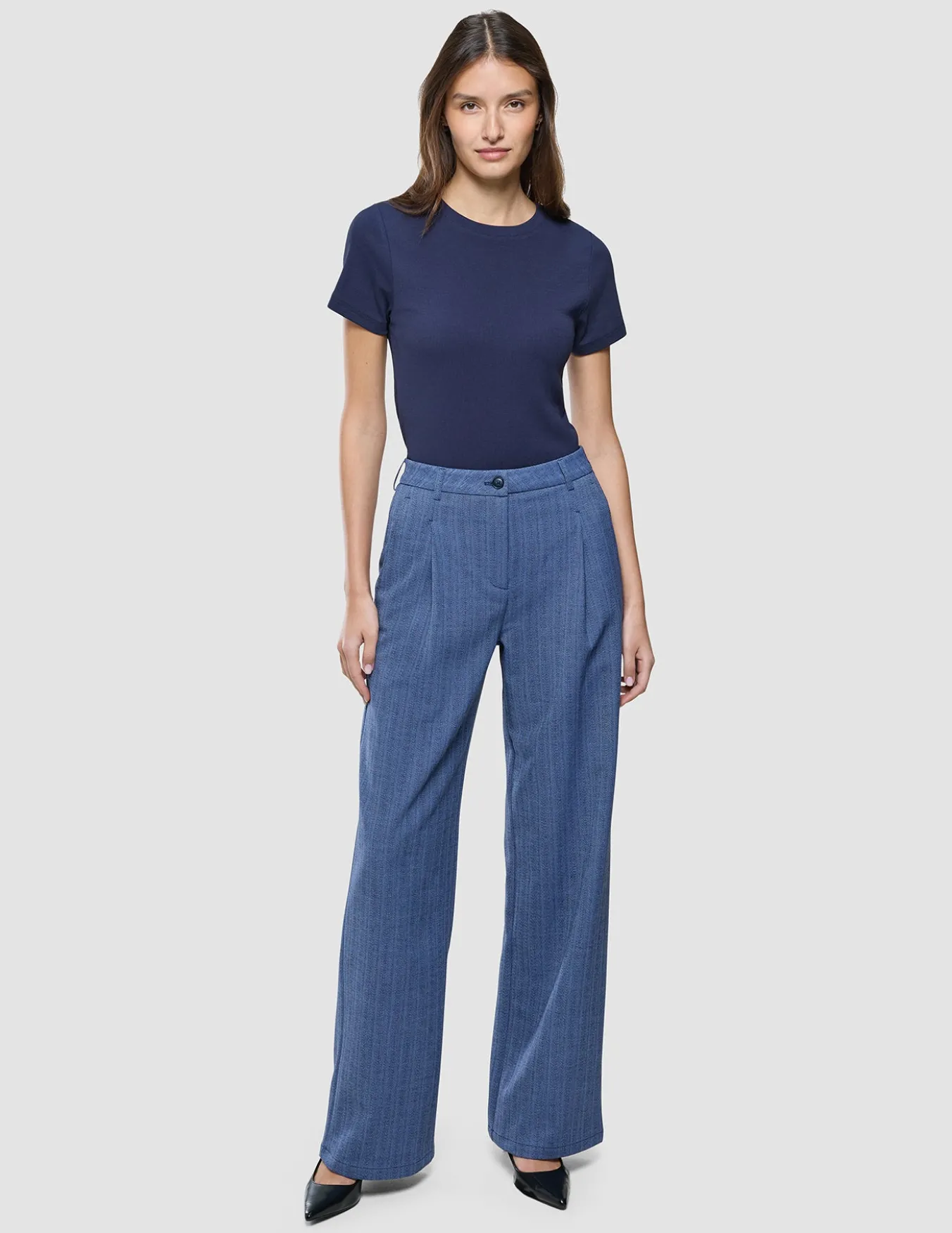 Women Serene Pants Wide Ombre Blue Herringbone
