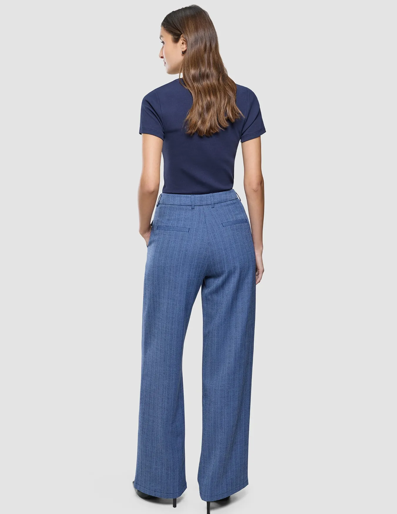 Women Serene Pants Wide Ombre Blue Herringbone
