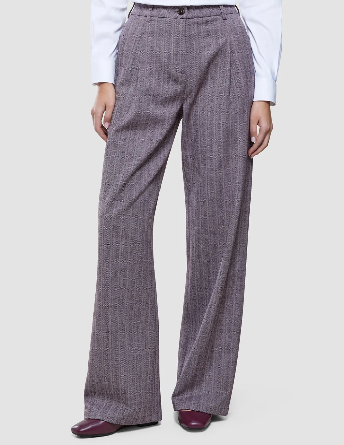 Women Serene Pants Wide Pink Winery Herringbone