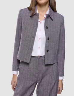 Women Serene Short Jacket Pink Winery Herringbone