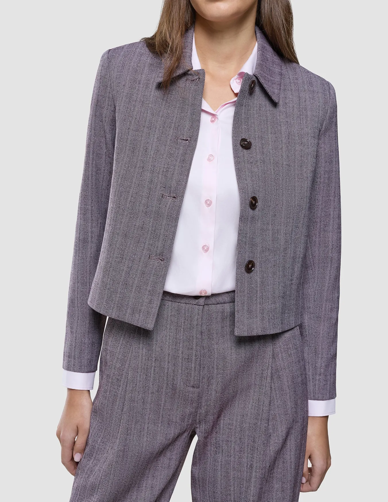 Women Serene Short Jacket Pink Winery Herringbone