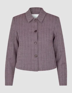 Women Serene Short Jacket Pink Winery Herringbone