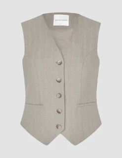 Women Serene Short Vest Burnt Sugar Herringbone