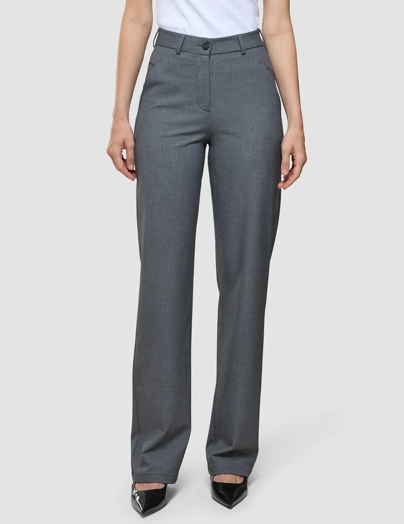 Women's Essential Pants Straight Dark Grey Melange