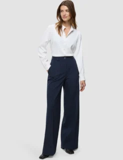 Women's Essential Pants Wide Navy Pinstripe