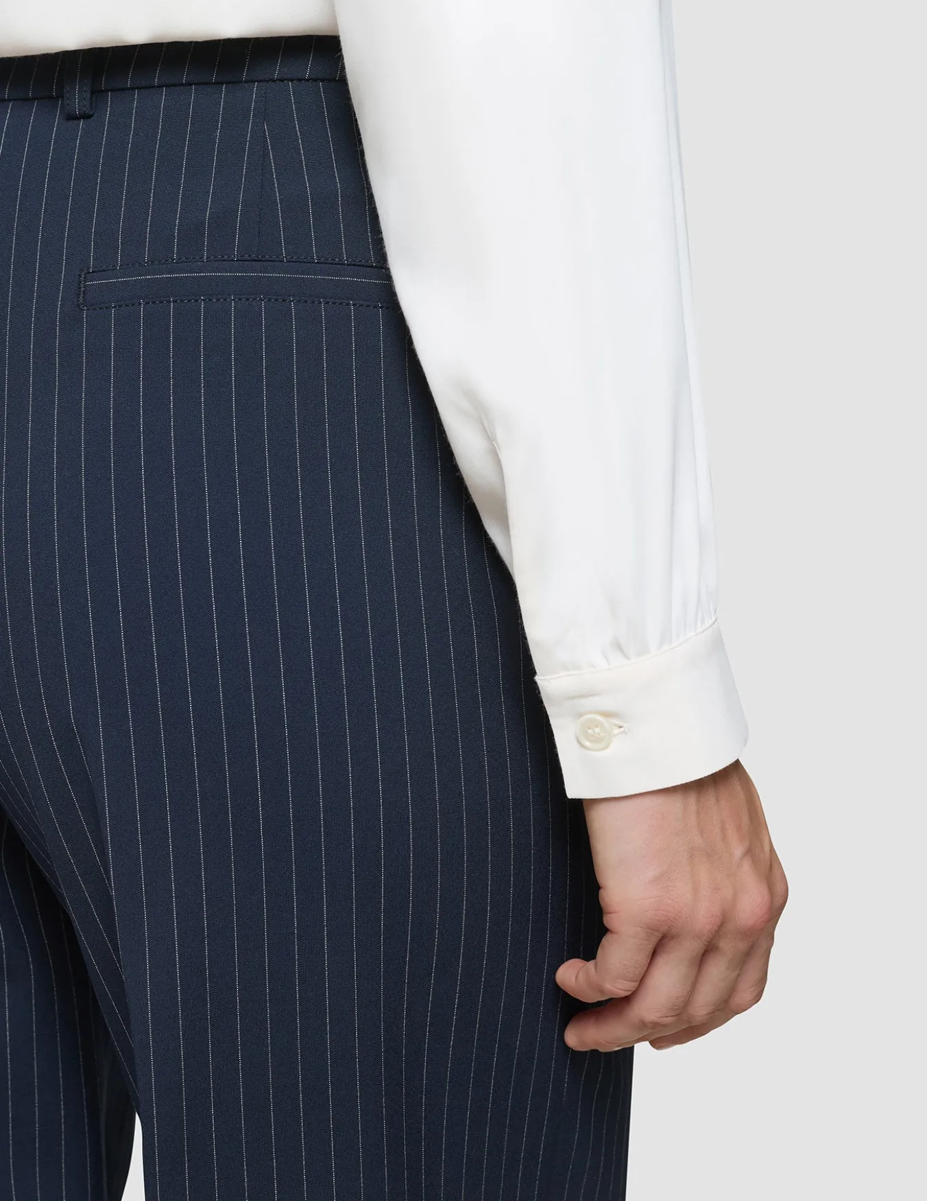 Women's Essential Pants Wide Navy Pinstripe