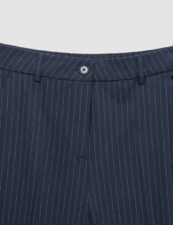 Women's Essential Pants Wide Navy Pinstripe