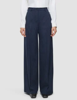Women's Essential Pants Wide Navy Pinstripe