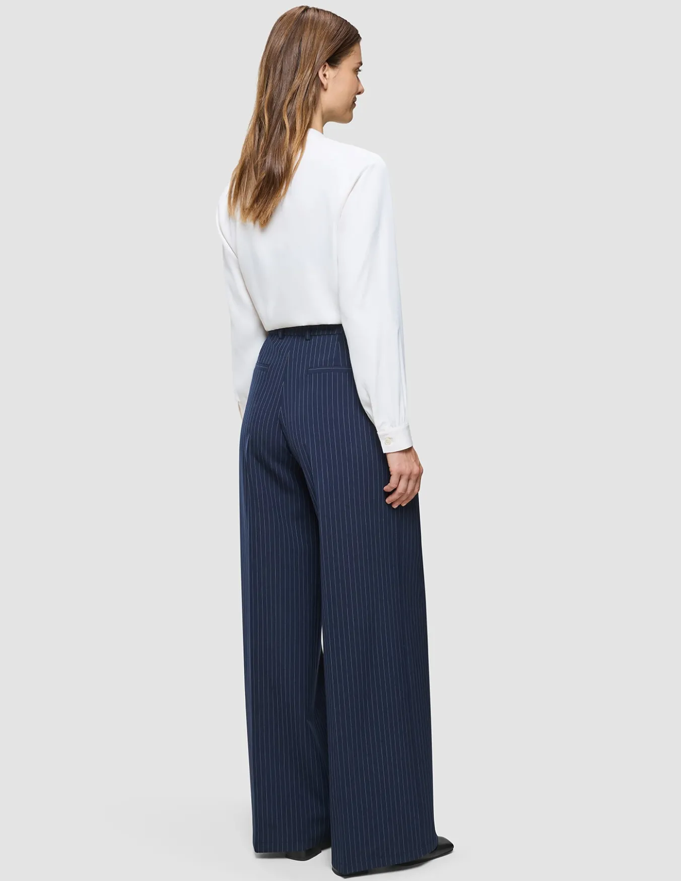 Women's Essential Pants Wide Navy Pinstripe