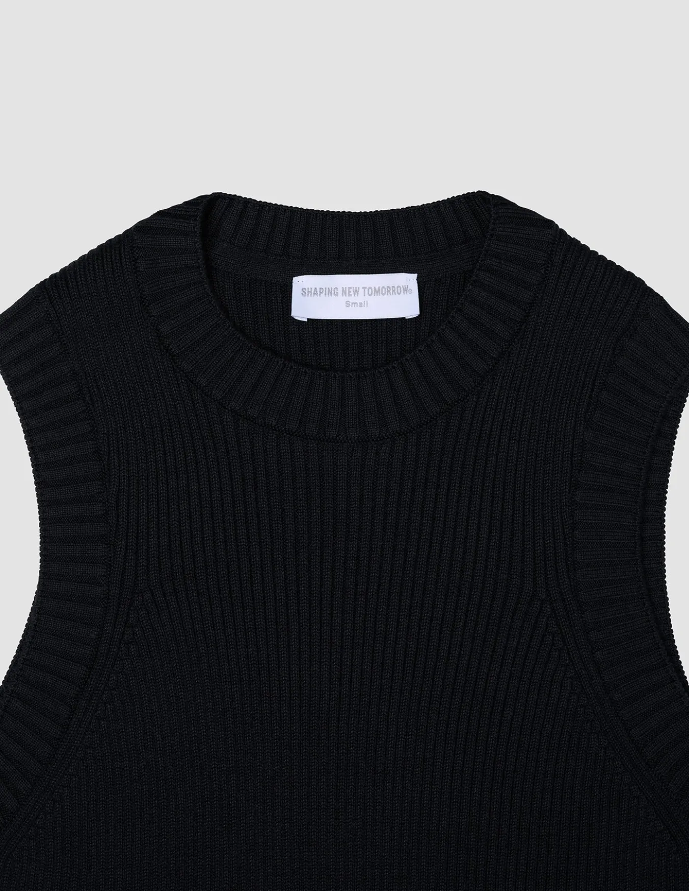 Women's Fine Knit Rib Vest Black
