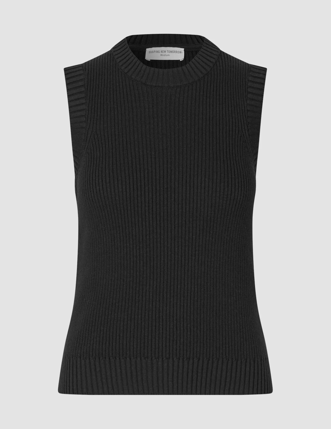 Women's Fine Knit Rib Vest Black