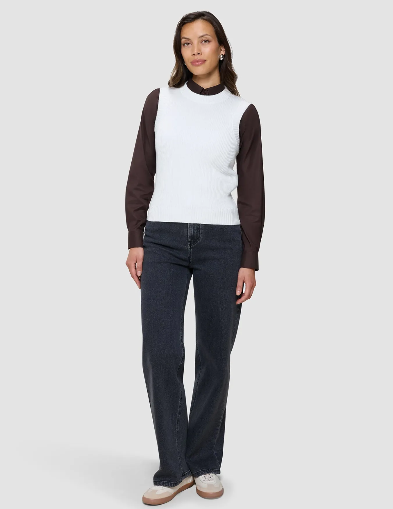 Women's Fine Knit Rib Vest Off White