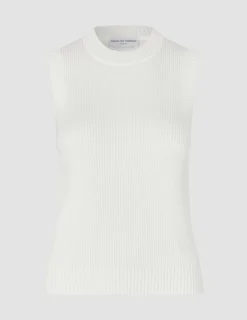 Women's Fine Knit Rib Vest Off White