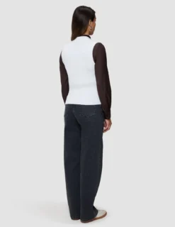 Women's Fine Knit Rib Vest Off White