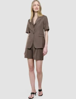 Women Skye Short Sleeved Blazer Dark Chestnut Melange
