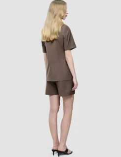 Women Skye Short Sleeved Blazer Dark Chestnut Melange