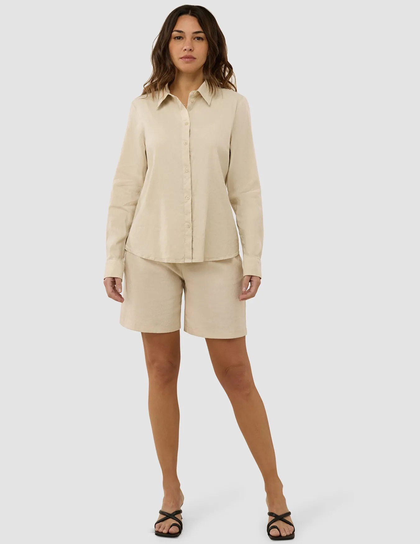 Women's Linen Shirt Sandy Beige