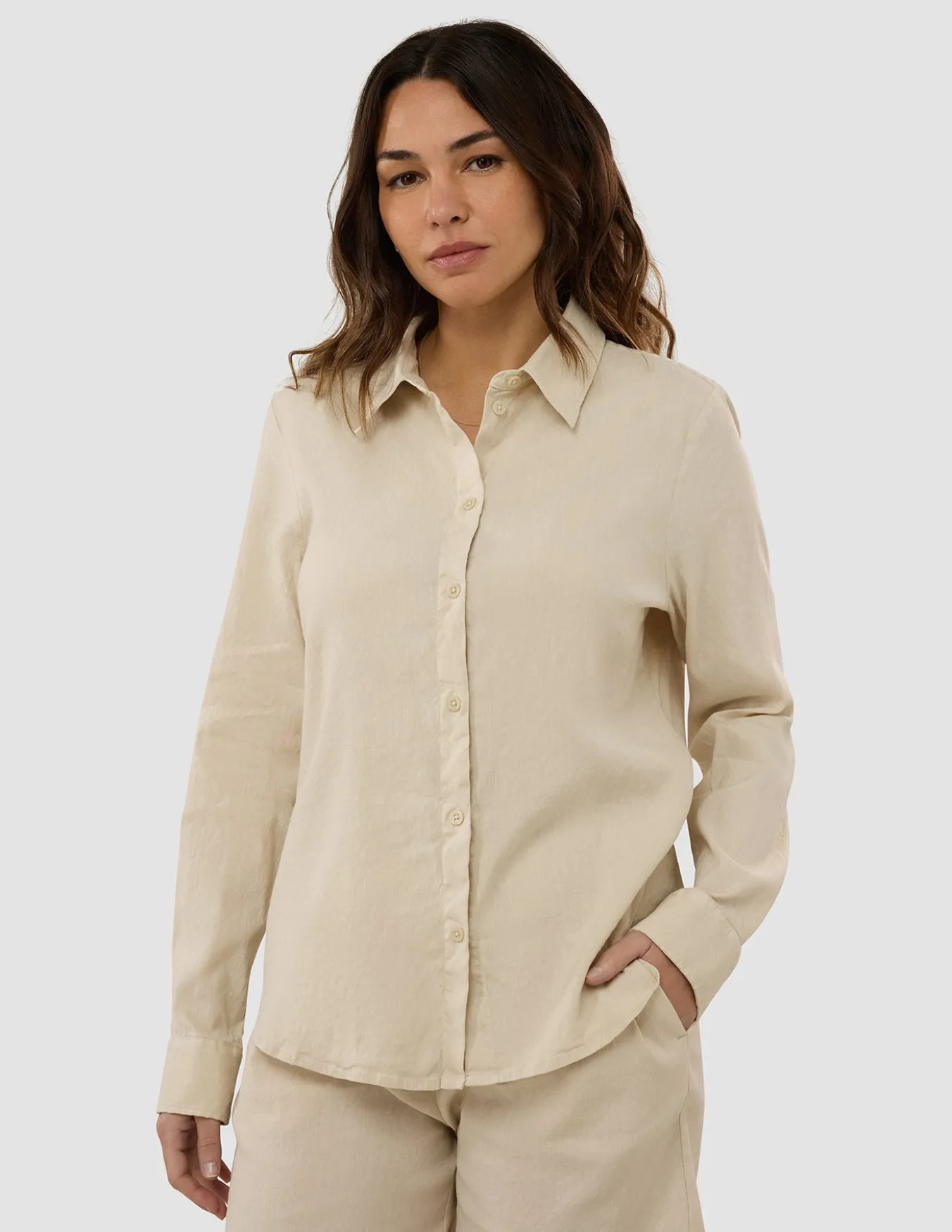 Women's Linen Shirt Sandy Beige