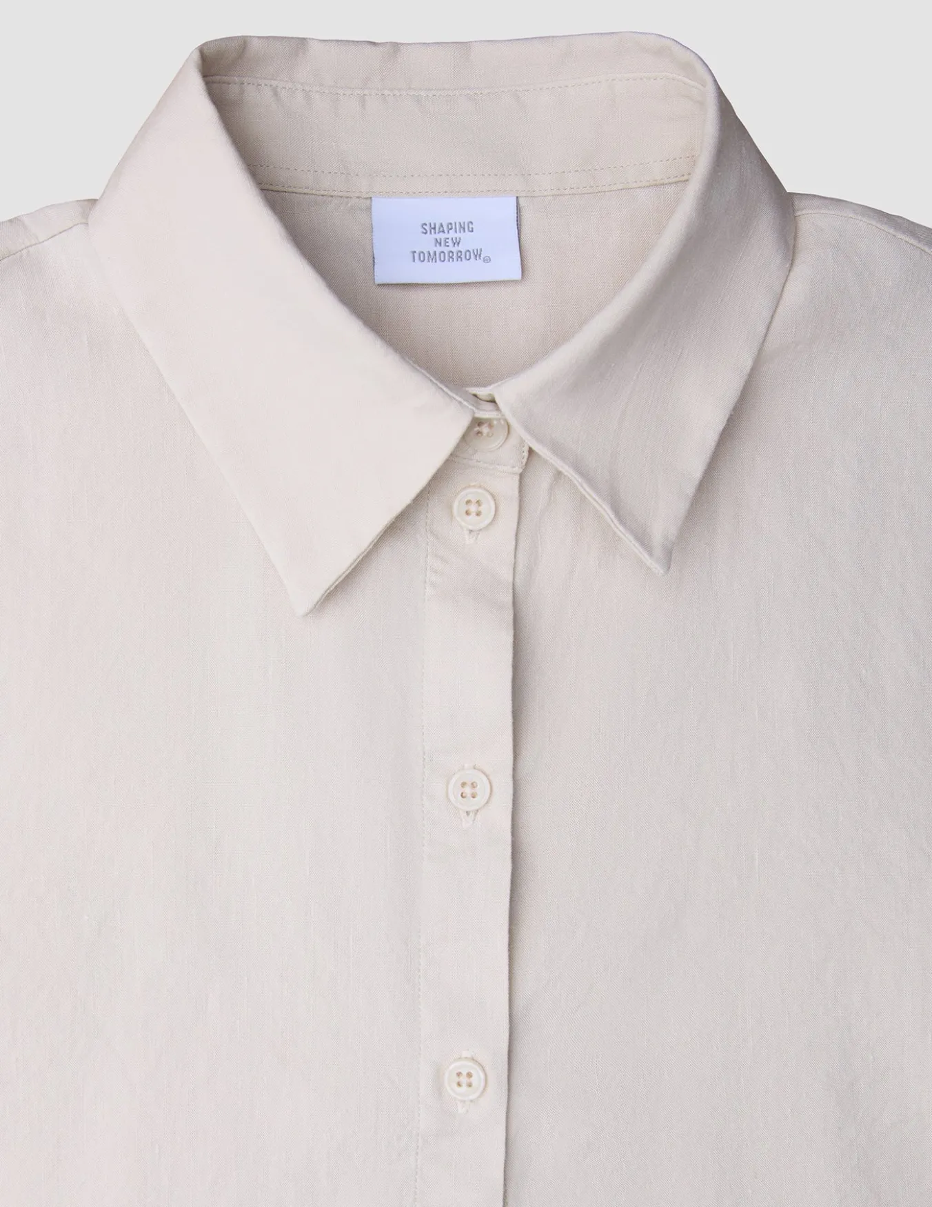 Women's Linen Shirt Short Sleeved Sandy Beige