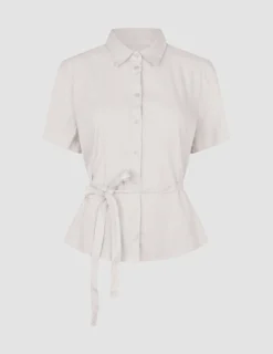 Women's Linen Shirt Short Sleeved Sandy Beige
