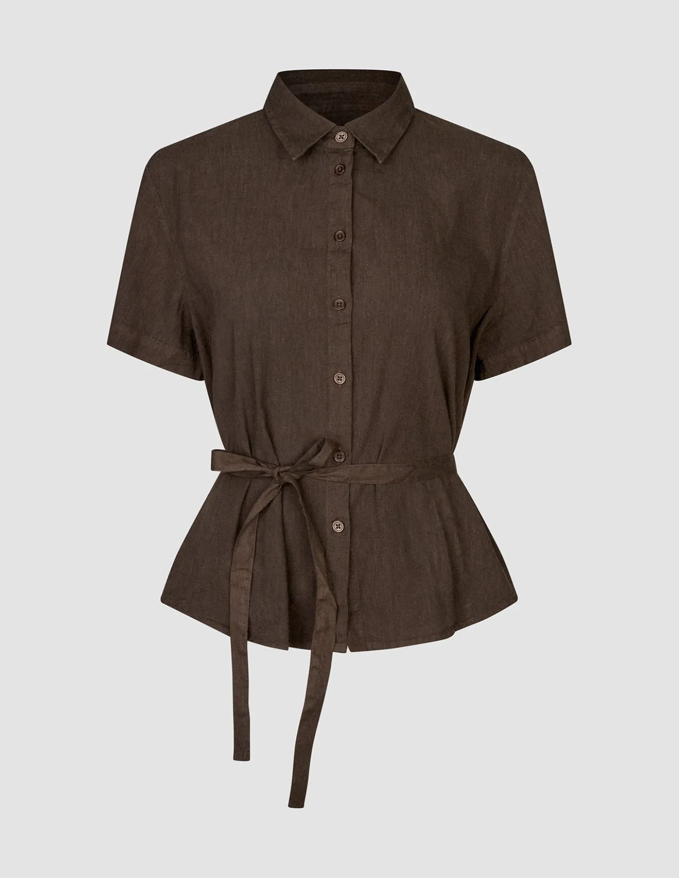 Women's Linen Shirt Short Sleeved Espresso