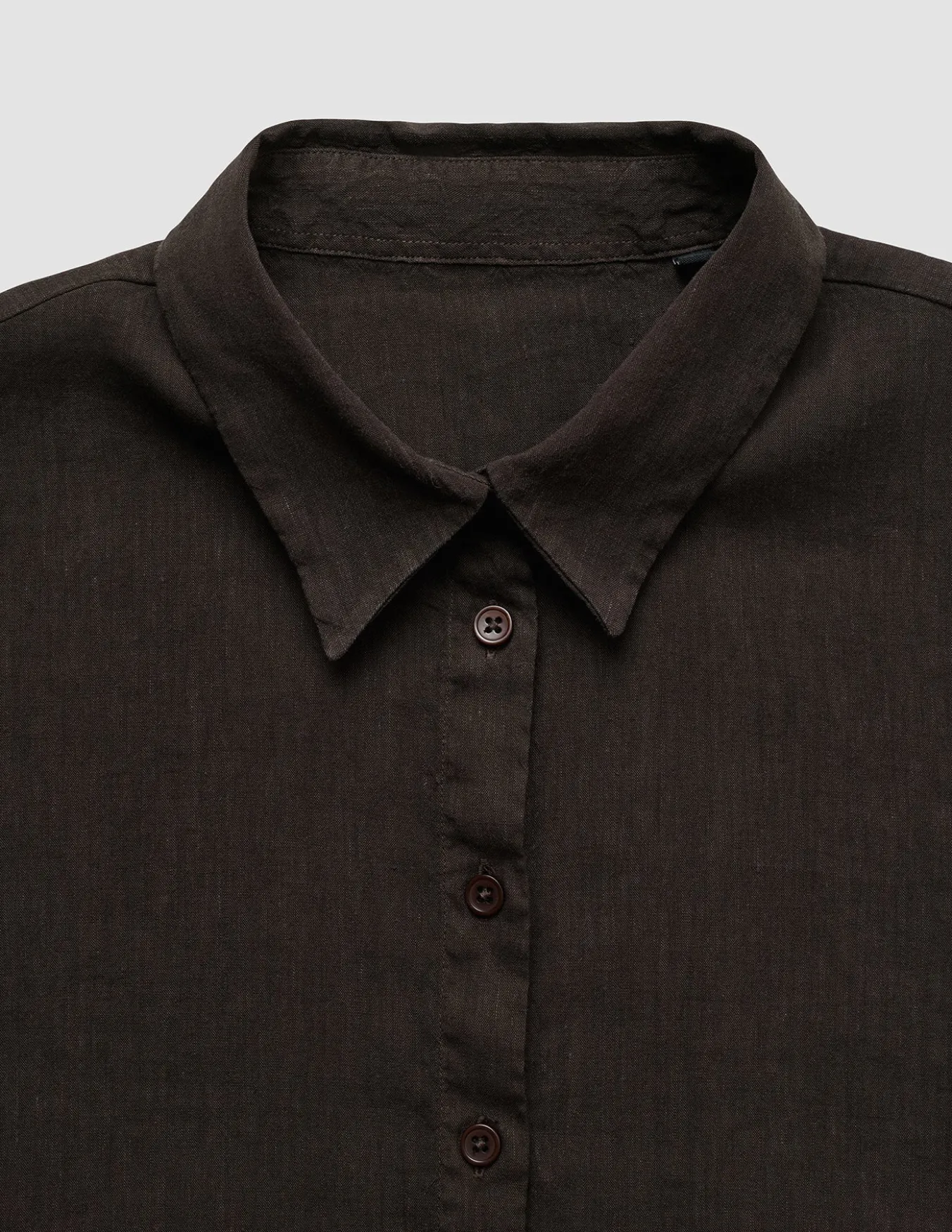 Women's Linen Shirt Short Sleeved Espresso
