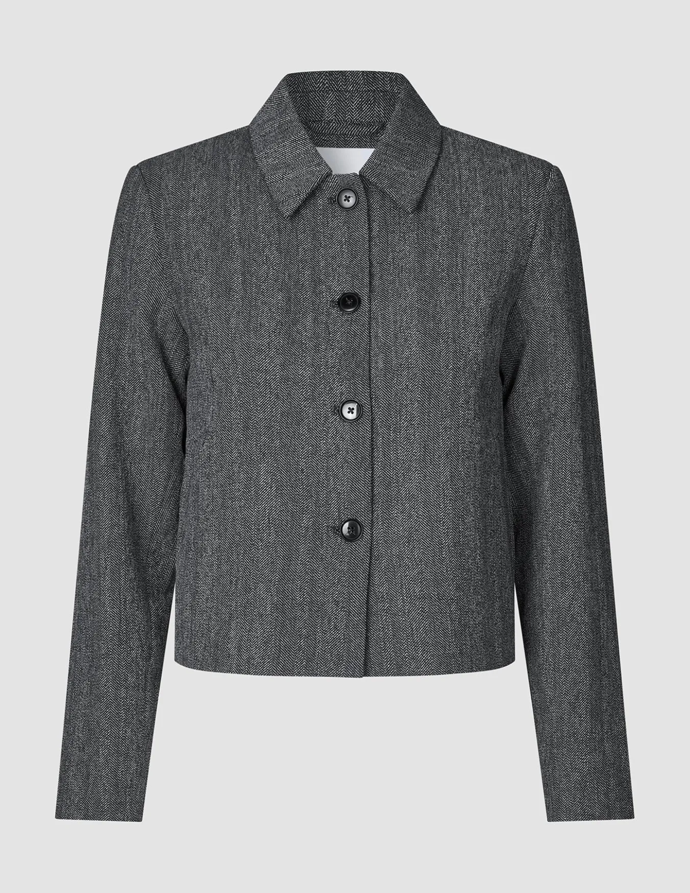 Women's Serene Short Jacket Grey Herringbone