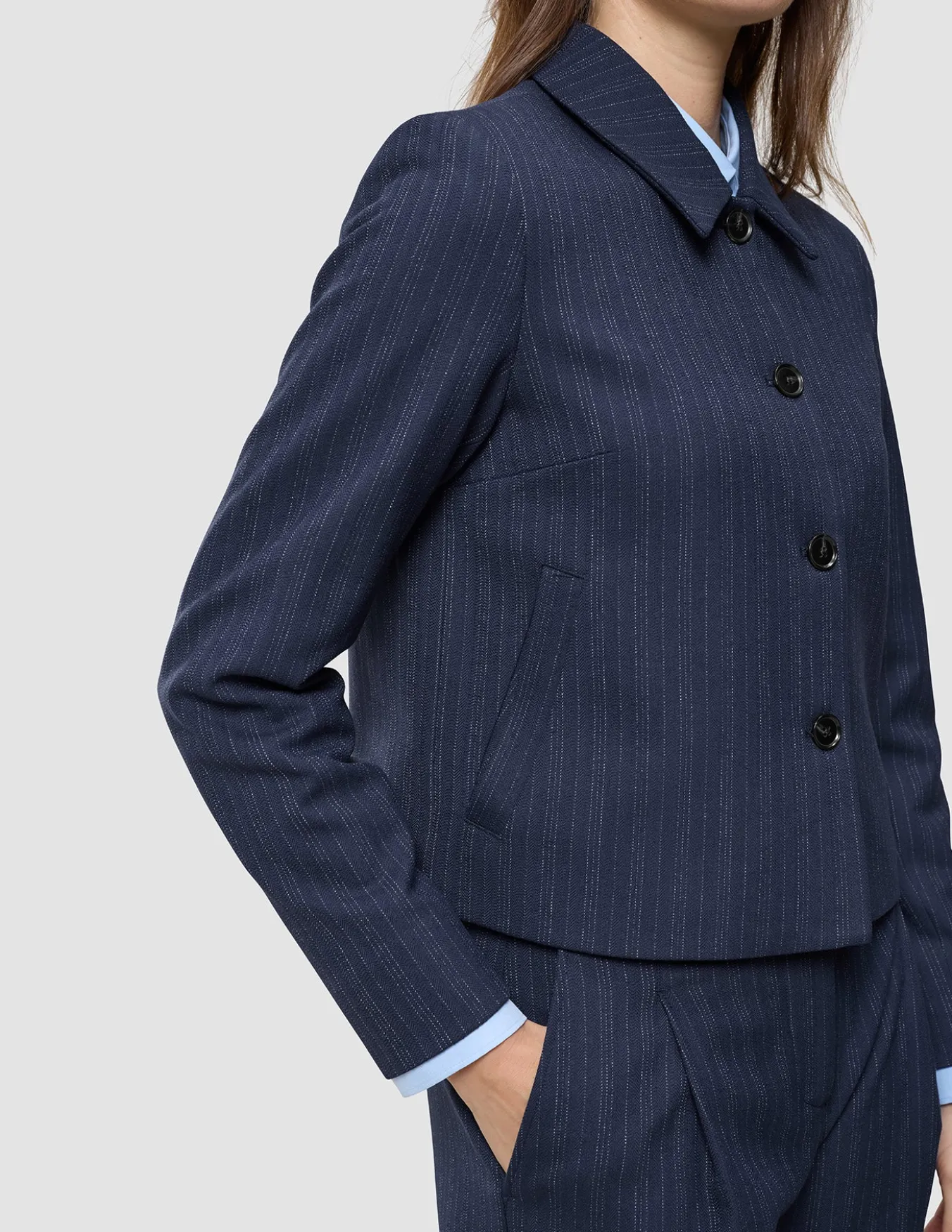 Women's Serene Short Jacket Marine Pinstripe