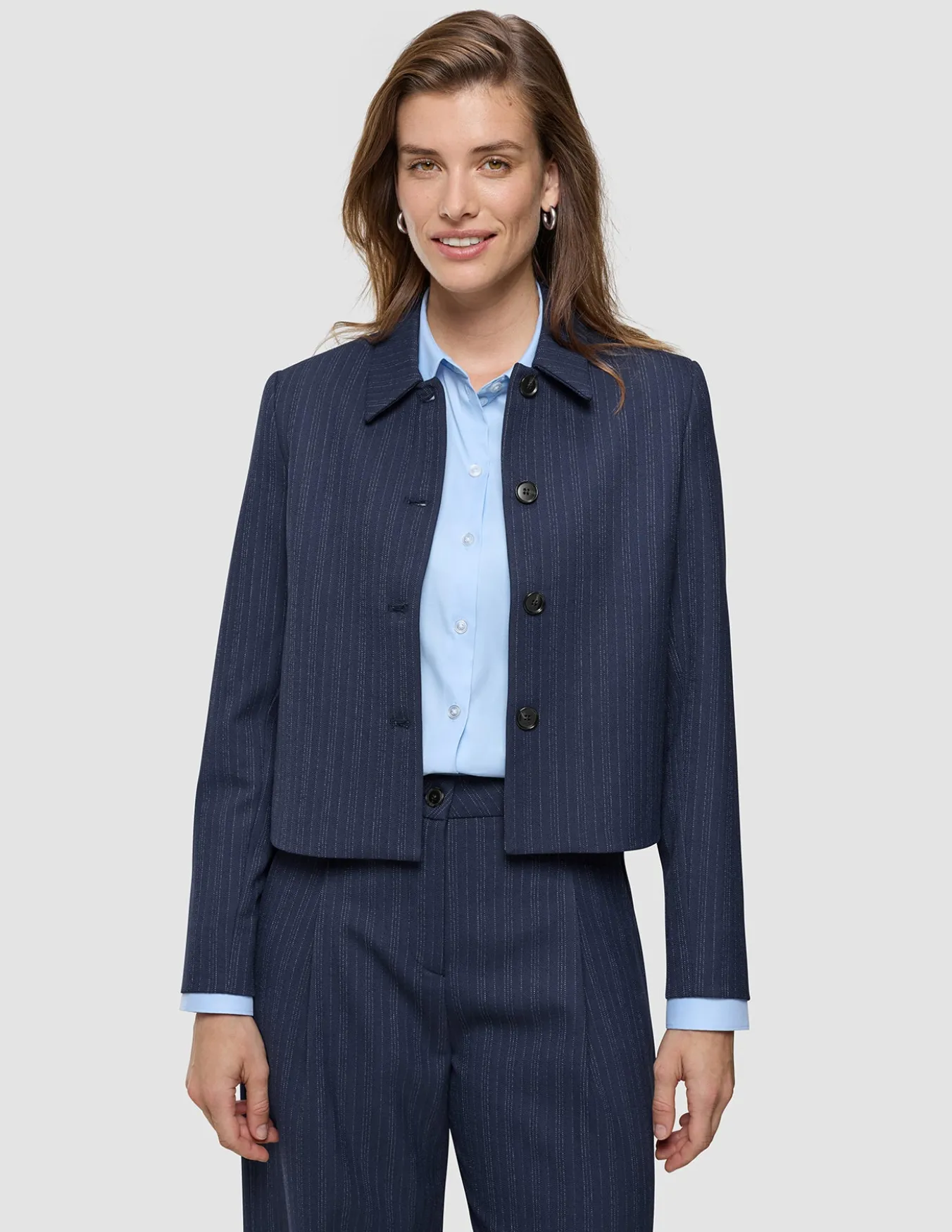 Women's Serene Short Jacket Marine Pinstripe