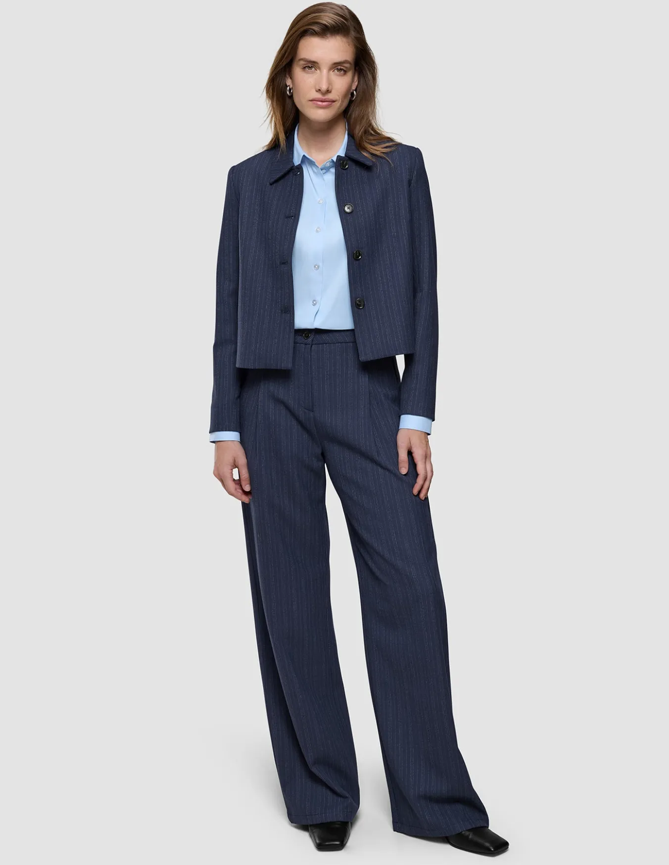 Women's Serene Short Jacket Marine Pinstripe