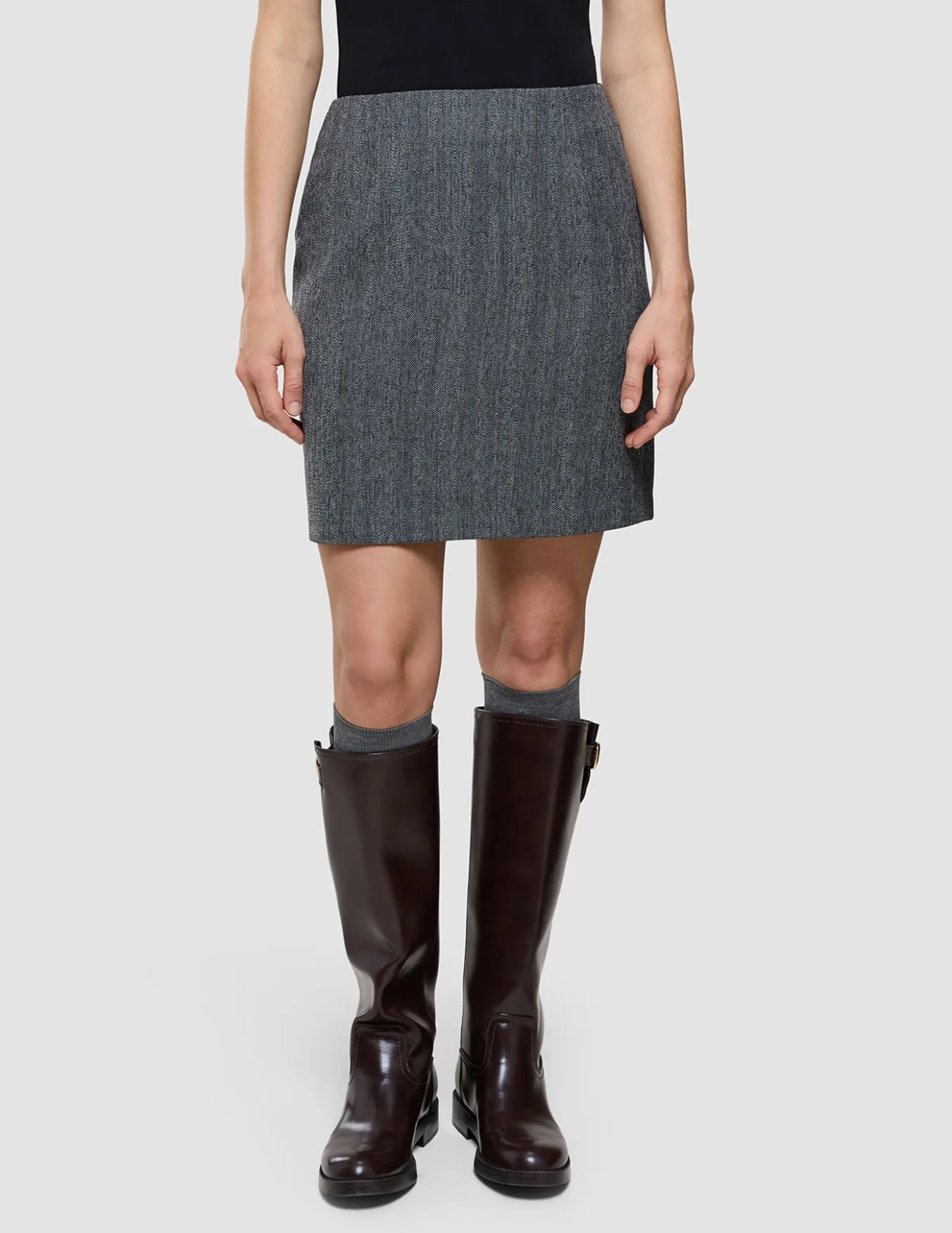 Women's Serene Short Skirt Grey Herringbone