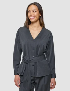 Women's Skye Belted Overshirt Charcoal Melange