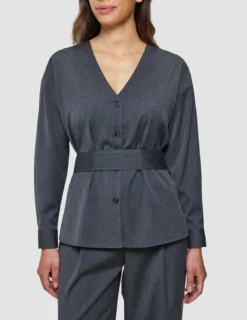 Women's Skye Belted Overshirt Charcoal Melange
