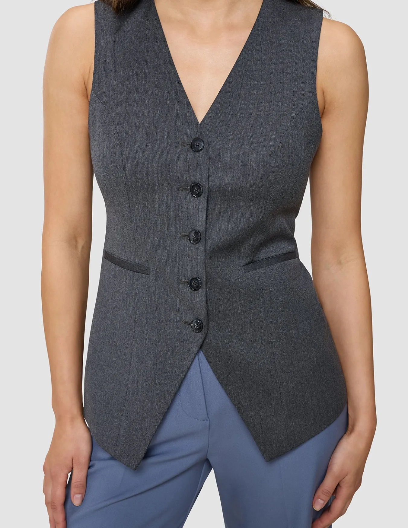 Women's Skye Long Vest Charcoal Melange