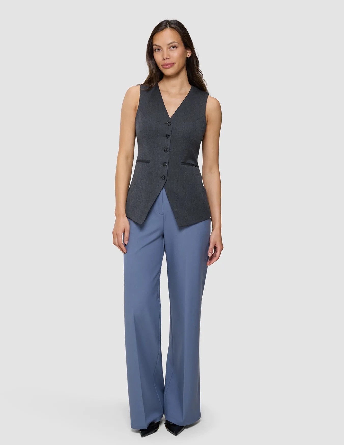 Women's Skye Long Vest Charcoal Melange