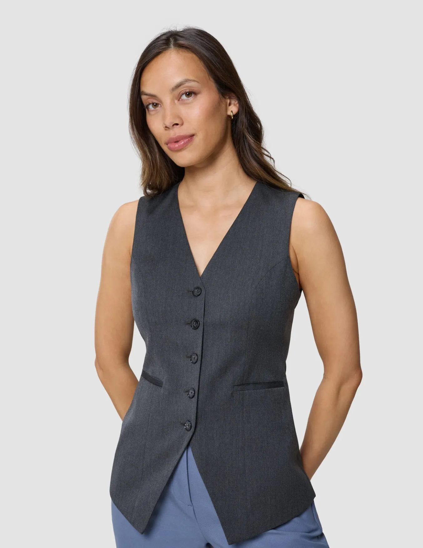 Women's Skye Long Vest Charcoal Melange