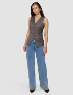 Women's Skye Long Vest Dark Chestnut Melange