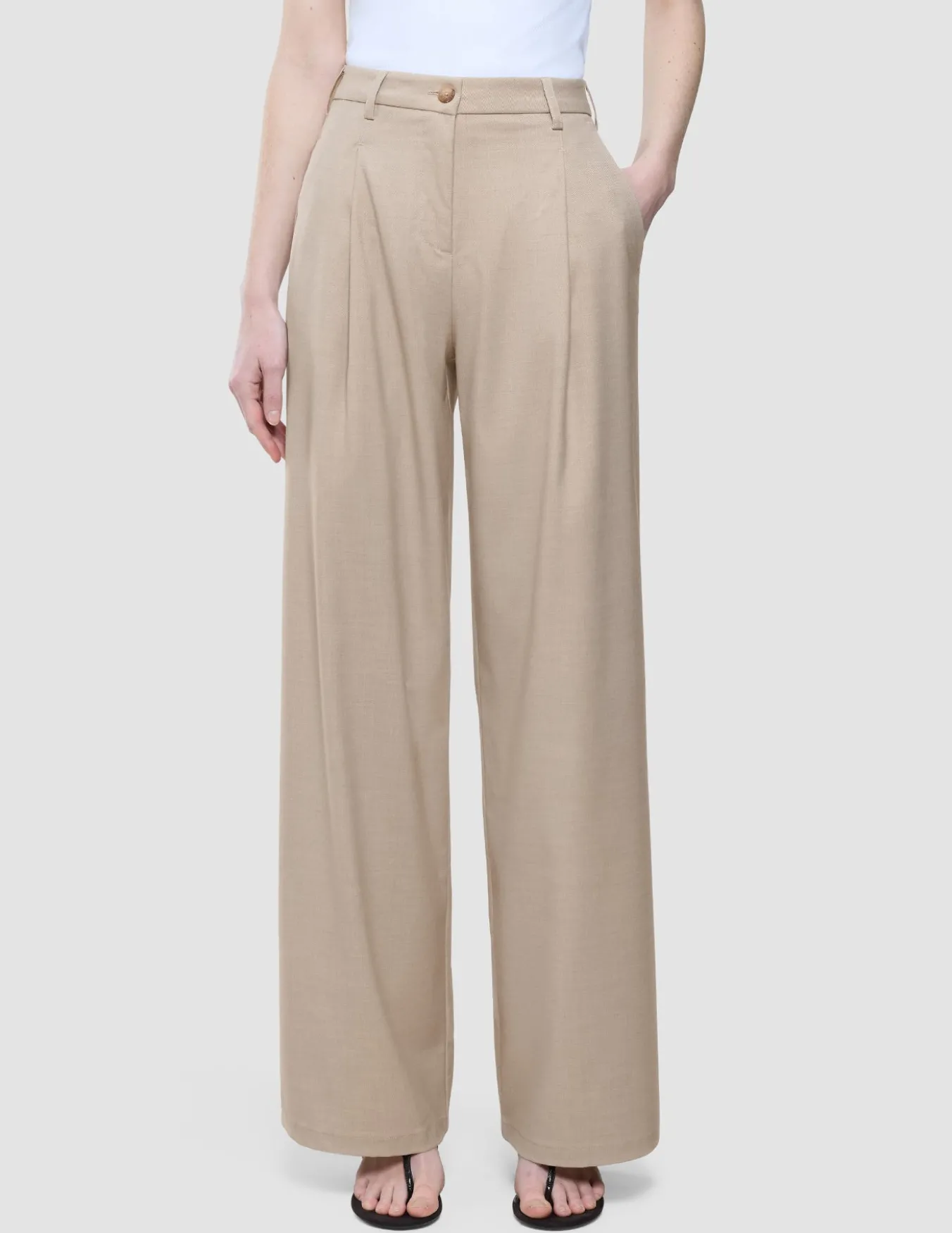 Women's Skye Pants Wide Sandy Beige Melange